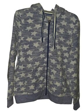 Soho Threads Blue Hooded Jacket Large Cotton Polyester